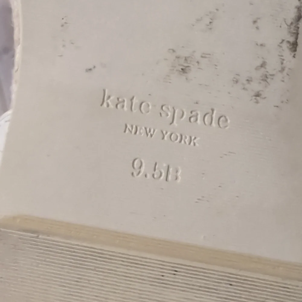 Kate Spade White Espadrilles with Gold Spade Logos on Straps Size 9.5